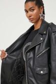 Шкіряна куртка Moschino Jeans жіноча колір чорний перехідна oversize