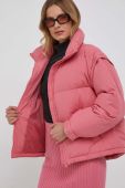 Пухова куртка United Colors of Benetton жіноча колір рожевий зимова oversize