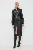 Шкіряна куртка Pinko жіноча колір чорний перехідна (3588420)