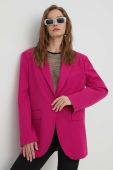 Піджак з домішкою вовни Moschino Jeans колір рожевий однобортний однотонна