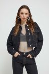 Джинсова куртка Moschino Jeans жіноча колір чорний перехідна oversize