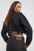 Джинсова куртка Moschino Jeans жіноча колір чорний перехідна oversize