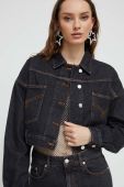 Джинсова куртка Moschino Jeans жіноча колір чорний перехідна oversize
