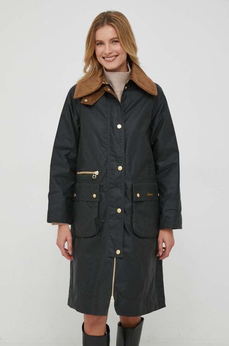 Куртка Barbour жіноча колір зелений перехідна oversize