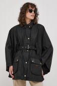 Пончо Barbour жіночий колір чорний перехідна oversize