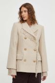 Вовняна куртка By Malene Birger колір бежевий перехідна