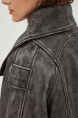 Шкіряна куртка Remain жіноча колір сірий перехідна oversize
