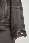 Шкіряна куртка Remain жіноча колір сірий перехідна oversize