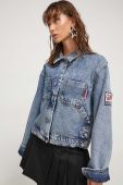Джинсова куртка Moschino Jeans жіноча перехідна oversize колір блакитний (3641261)