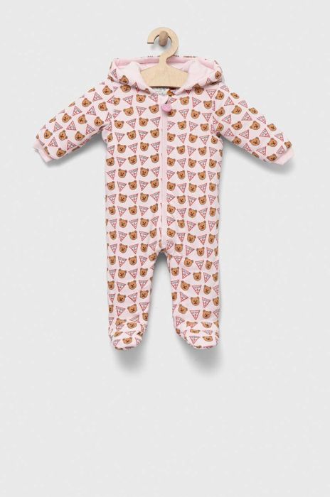 Дитячий бавовняний комбінезон Guess колір рожевий