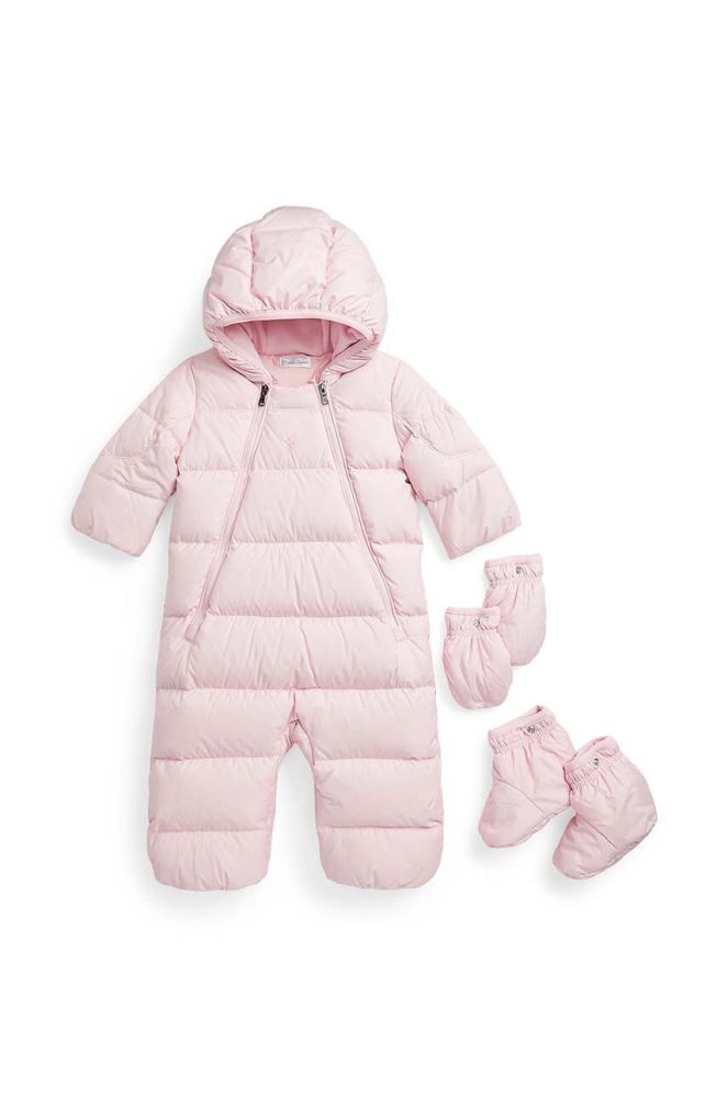 Дитячий зимовий комбінезон Polo Ralph Lauren колір рожевий