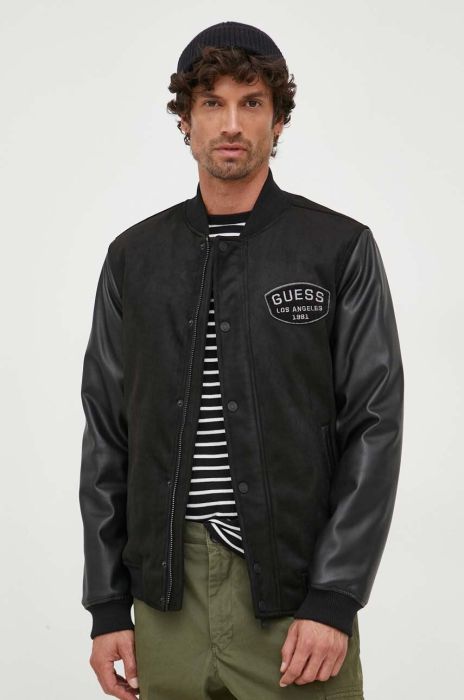 Куртка-бомбер Guess чоловічий колір чорний перехідна (3446512)