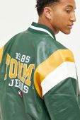 Куртка-бомбер Tommy Jeans чоловічий колір зелений перехідна oversize