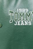 Куртка-бомбер Tommy Jeans чоловічий колір зелений перехідна oversize