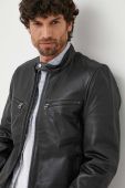 Шкіряна куртка Pepe Jeans чоловіча колір чорний перехідна