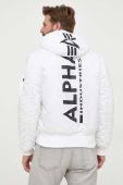 Куртка-бомбер Alpha Industries MA-1 ZH Back Print чоловіча колір білий зимова