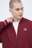 Куртка-бомбер adidas чоловічий колір бордовий перехідна