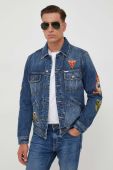 Джинсова куртка Guess чоловіча перехідна колір блакитний