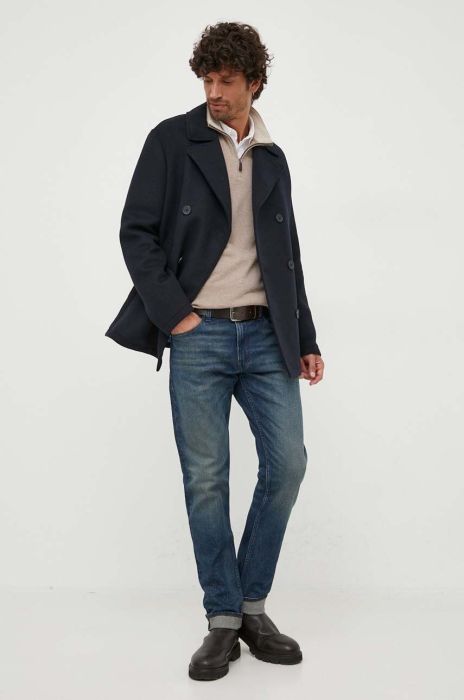 Пальто з домішкою вовни Armani Exchange колір синій перехідна