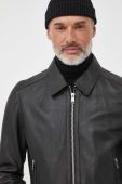 Шкіряна куртка BOSS чоловіча колір чорний перехідна (3621844)