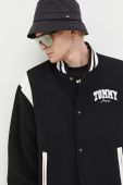Куртка-бомбер з домішкою вовни Tommy Jeans колір чорний перехідна (3559845)