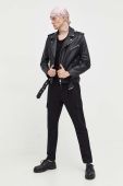 Шкіряна куртка HUGO чоловіча колір чорний перехідна (3486059)