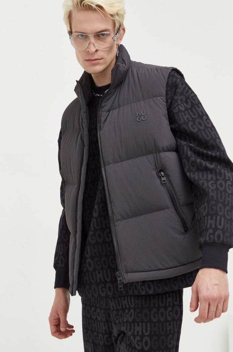 Пухова безрукавка HUGO чоловічий колір сірий зимовий