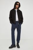 Замшева куртка-бомбер HUGO чоловіча колір чорний перехідна
