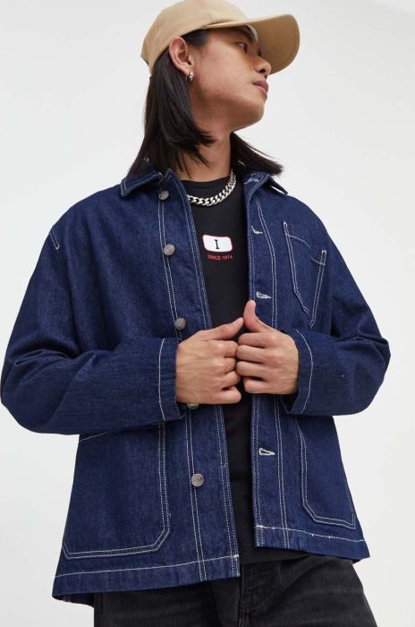 Джинсова куртка HUGO чоловіча перехідна колір блакитний (3446541)