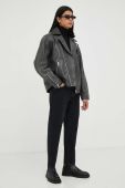 Шкіряна куртка Won Hundred чоловіча колір сірий перехідна