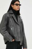 Шкіряна куртка Won Hundred чоловіча колір сірий перехідна