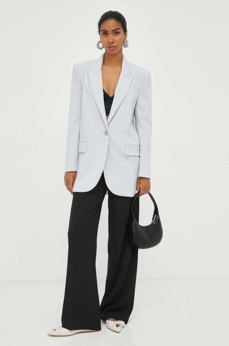 Піджак Patrizia Pepe колір сірий однобортний однотонна