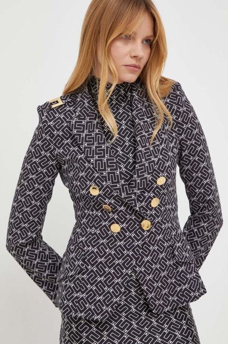 Піджак Elisabetta Franchi колір чорний двобортний візерунок (3466599)