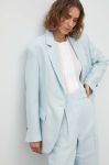 Льняний жакет Day Birger et Mikkelsen однобортний однотонна колір блакитний