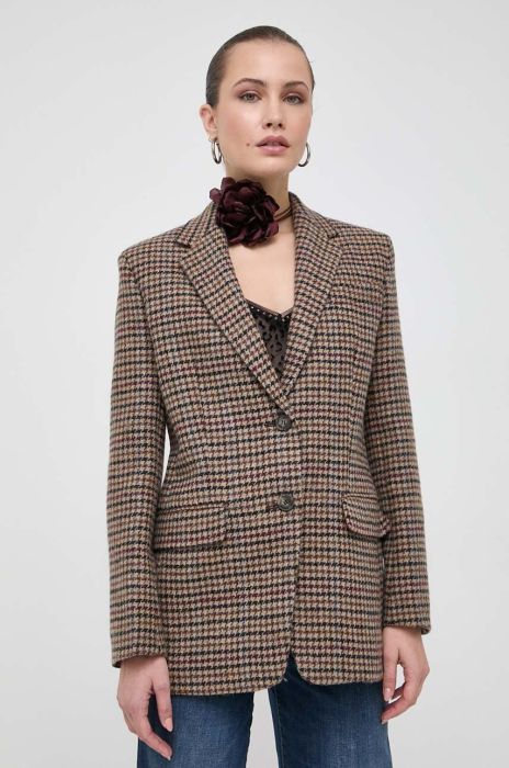 Вовняний піджак Weekend Max Mara колір коричневий однобортний візерунок