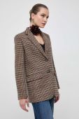 Вовняний піджак Weekend Max Mara колір коричневий однобортний візерунок