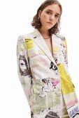Піджак Desigual колір білий однобортний візерунок