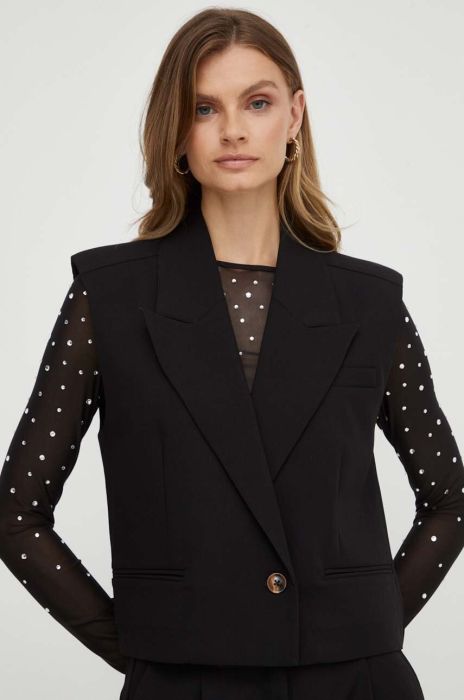 Безрукавка Notes du Nord колір чорний однобортний