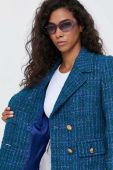 Піджак з домішкою вовни Luisa Spagnoli двобортний візерунок колір блакитний