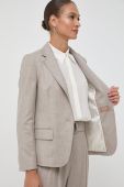 Вовняний піджак BOSS колір бежевий однобортний однотонна