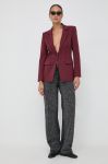 Піджак з домішкою вовни Patrizia Pepe колір бордовий однобортний однотонна