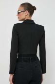 Піджак з домішкою вовни Patrizia Pepe колір чорний двобортний однотонна