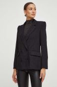 Піджак Patrizia Pepe колір чорний двобортний однотонна (3648191)