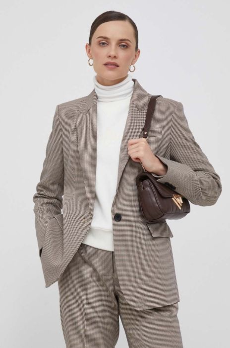 Піджак Dkny колір бежевий однобортний візерунок