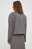 Піджак з домішкою вовни Remain колір сірий oversize однотонна