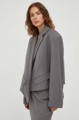 Піджак з домішкою вовни Remain колір сірий oversize однотонна