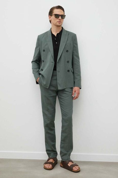 Льняний жакет Bruuns Bazaar колір зелений