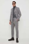 Вовняний костюм BOSS колір сірий візерунок