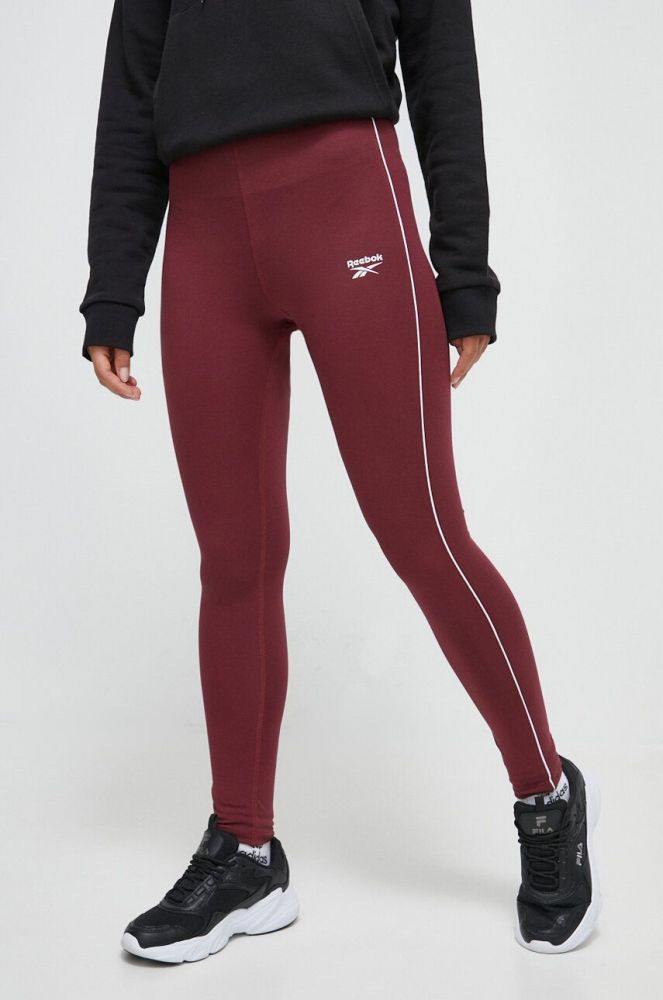 Легінси Reebok жіночі колір бордовий однотонні