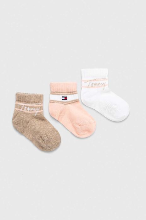 Шкарпетки для немовлят Tommy Hilfiger 3-pack колір рожевий